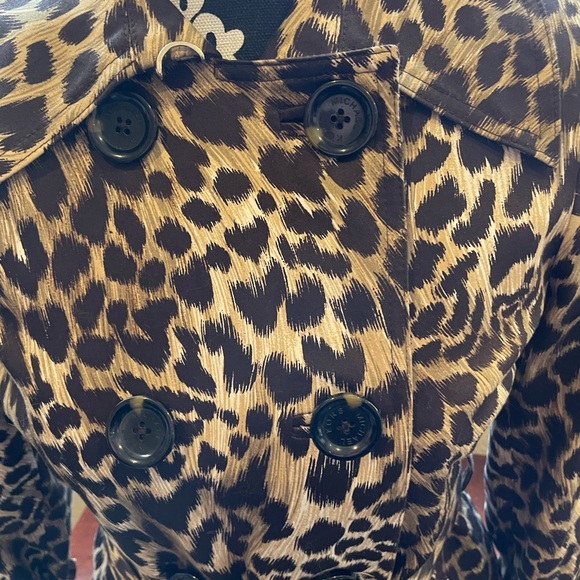 Michael Kors Animal Print Trench Coat size XS Removable Liner Button Front Belt - Picture 3 of 13